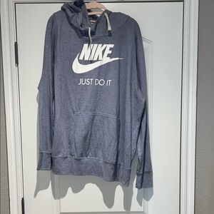 Nike Women's Blue Hoodie with White Logo